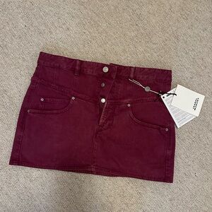 Garnet / Crimson / Maroon Isabel Marant Denim Mini Skirt new with tags sz 40